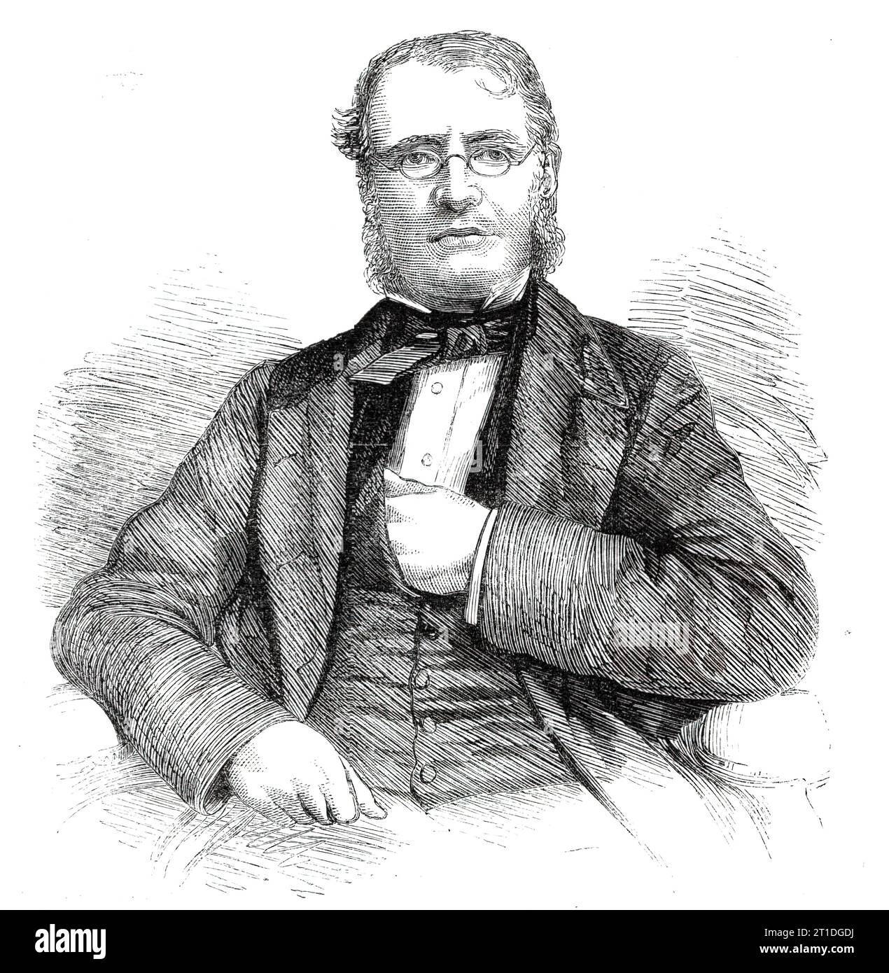 W. H. Adams, Esq., (formerly member for Boston), Chief Justice of Hong-Kong, 1860. 'It is no longer necessary that a man should be a descendant of a proud ancestry in order that he may achieve greatness or attain eminence...After completing his school education...[Mr. Adams] took to the business of a compositor in a printing establishment in London...in 1834 he removed to Boston to take the management of the Lincolnshire Herald, a Conservative paper...he was elected a member of the Town Council, and eventually twice filled the responsible post of Mayor...He was called to the Bar in 1843...His Stock Photo