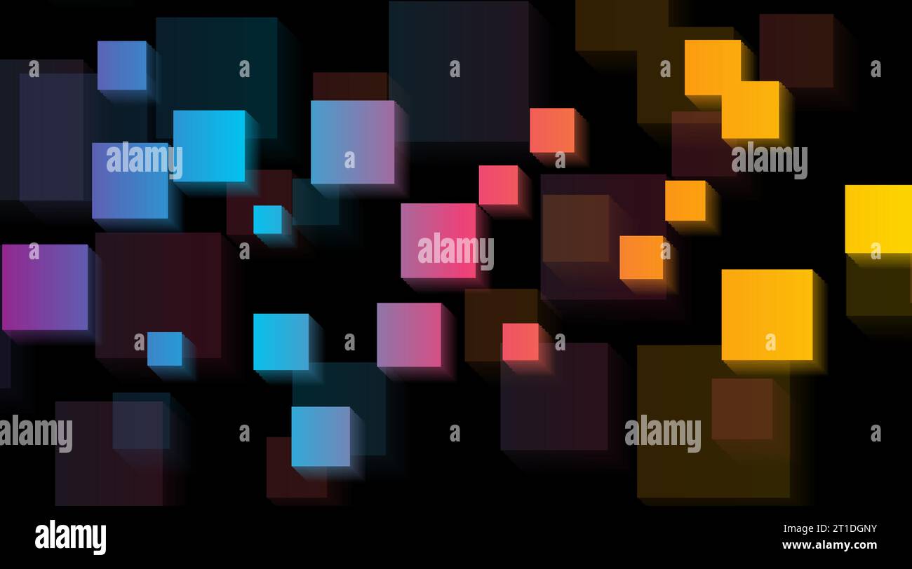 Colorful glossy squares abstract tech geometric background. Vector illustration Stock Vector