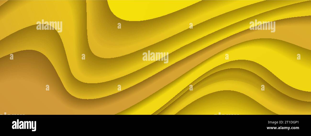 Orange paper waves abstract banner design. Elegant wavy vector background Stock Vector