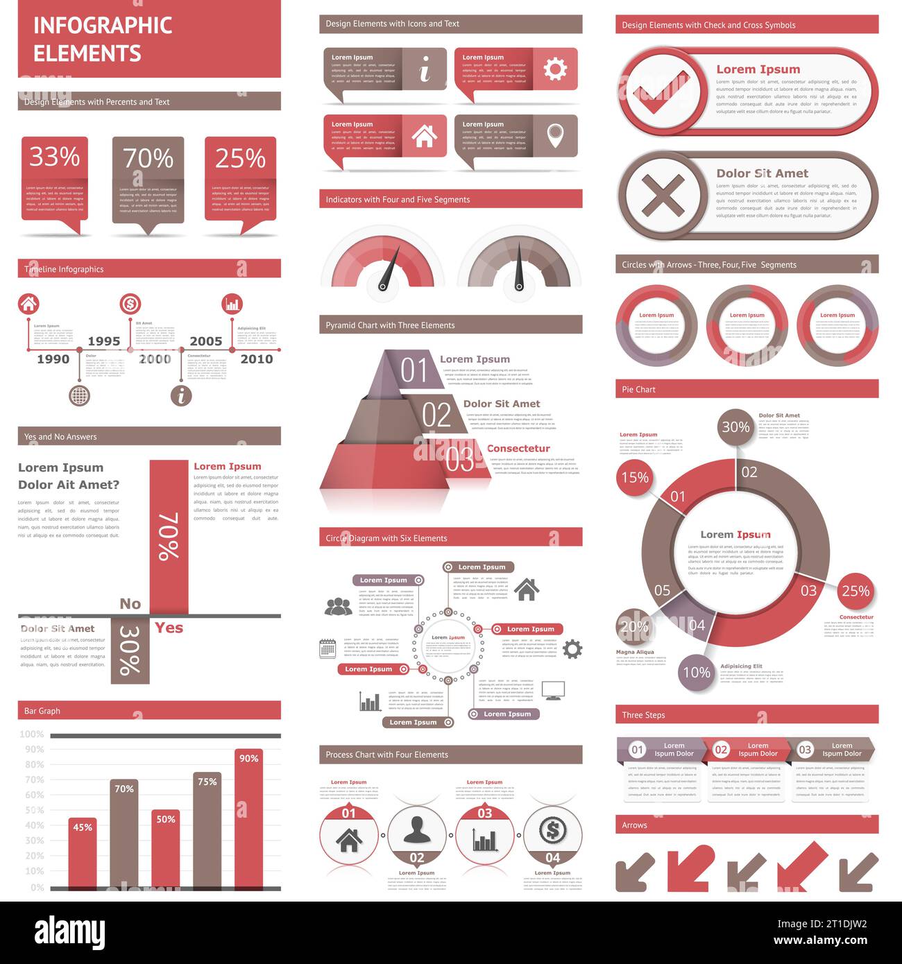 Infographic elements - timeline, bar graphs, pyramid chart, process ...