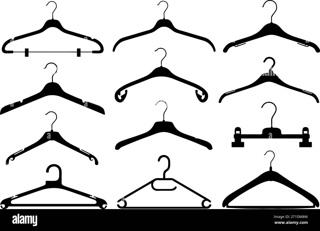 Illustration of different coat hangers isolated on white Stock Vector