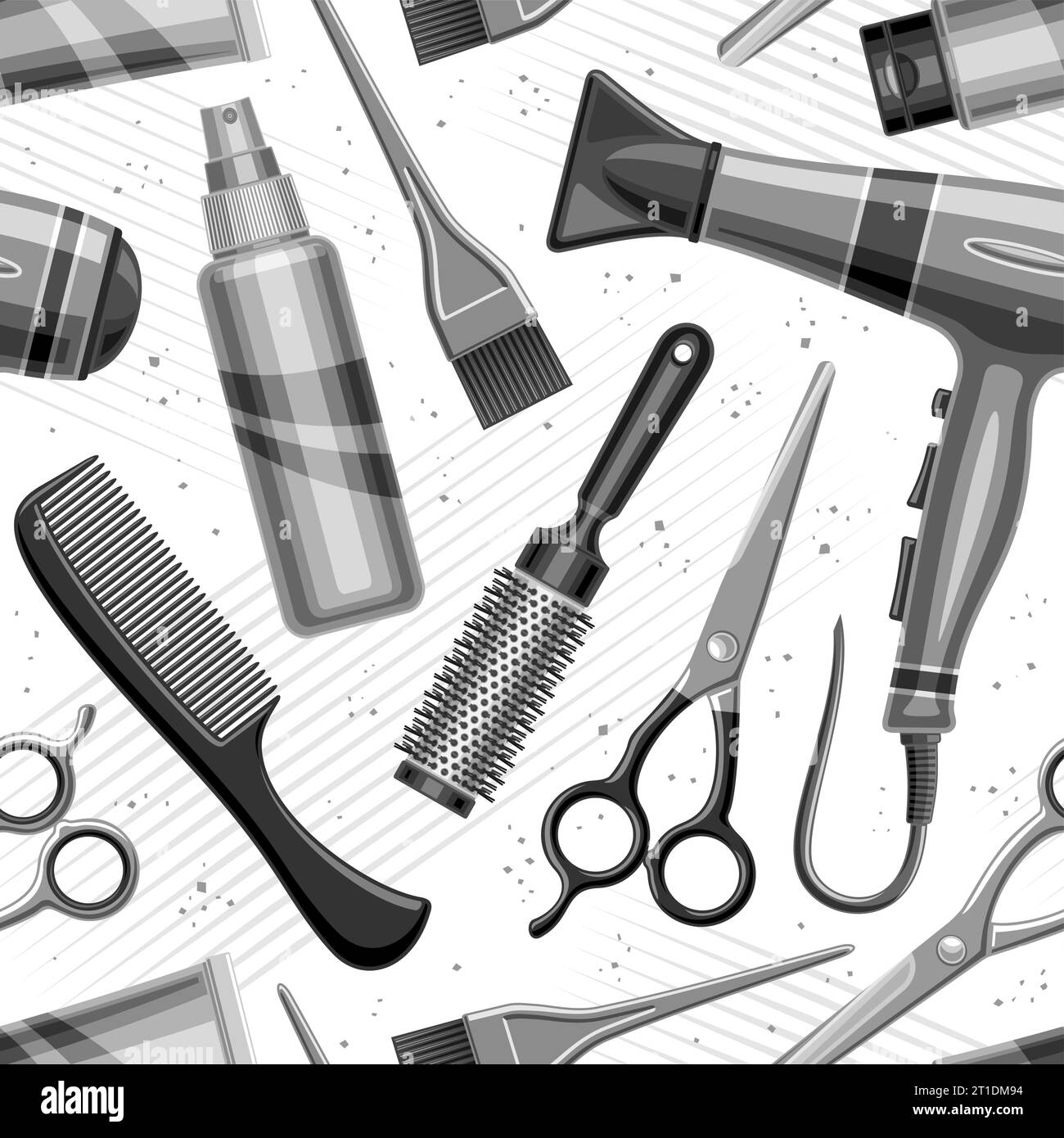 Vector Hair Salon Seamless Pattern, repeat background with 