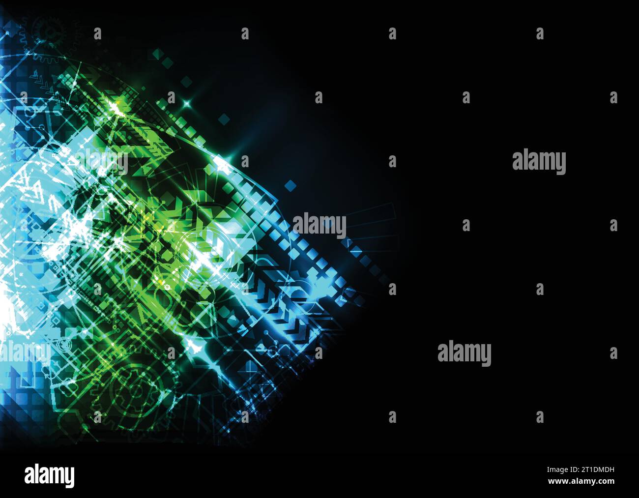 Blue abstract technological background with various technological ...