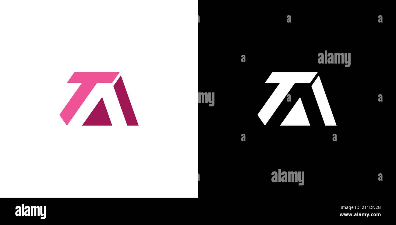 TA Logo, TA Monogram, Initial TA Logo, Letter TA negative space logo, Icon, Vector Stock Vector