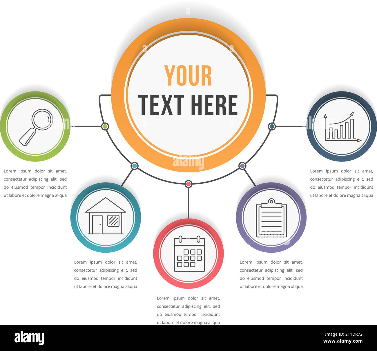 Infographic template with five steps or options, workflow, process ...