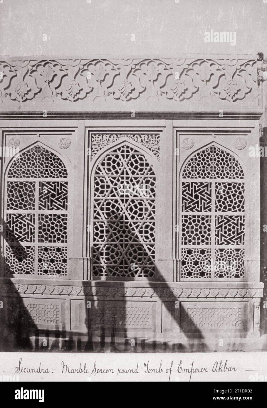Secundra, Marble Screen round Tomb of Emperor Akabar, Late 1860s. Stock Photo