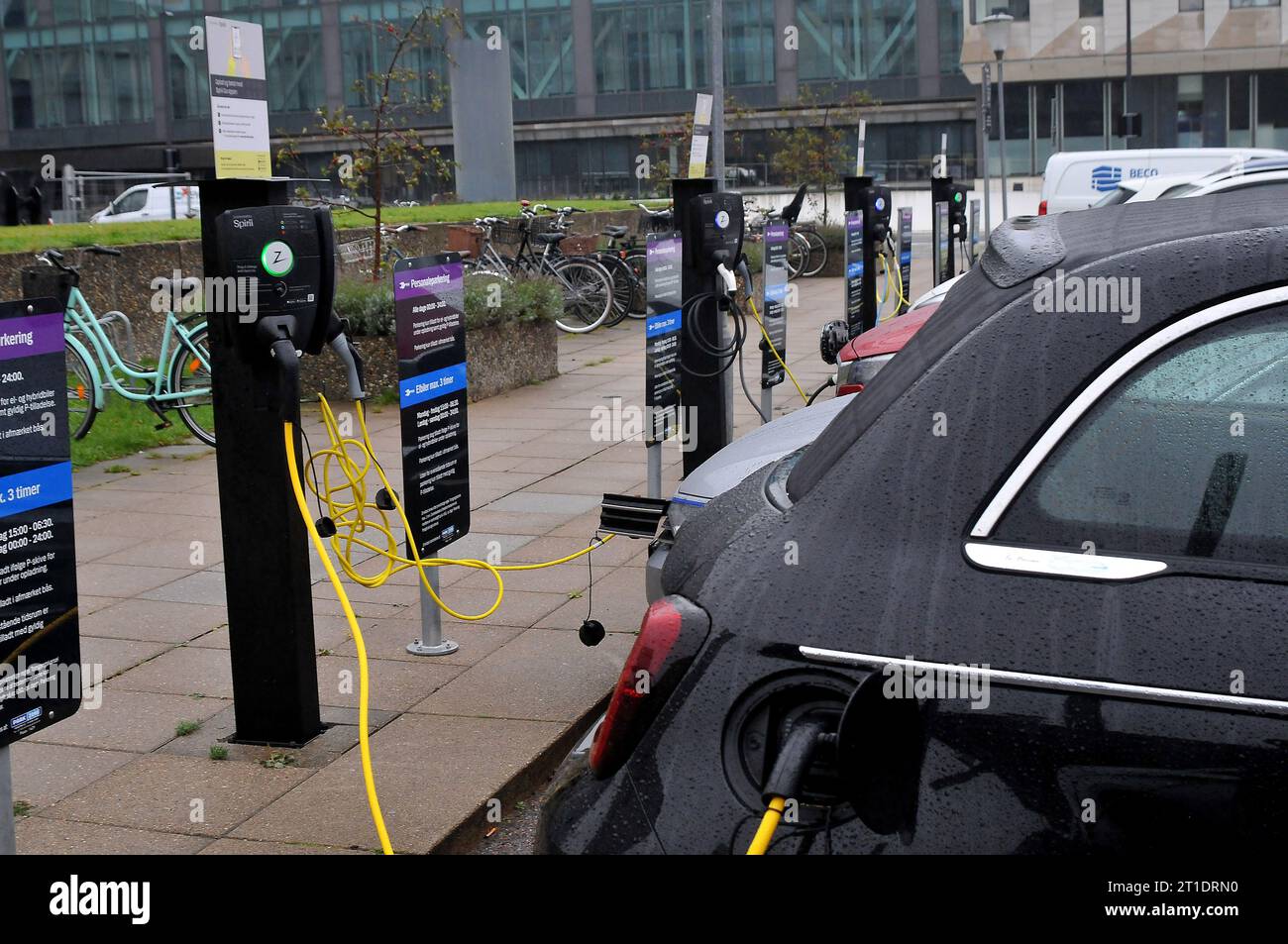 Copenhagen, Denmark /13 October. 2023/.Electric cars been chare at