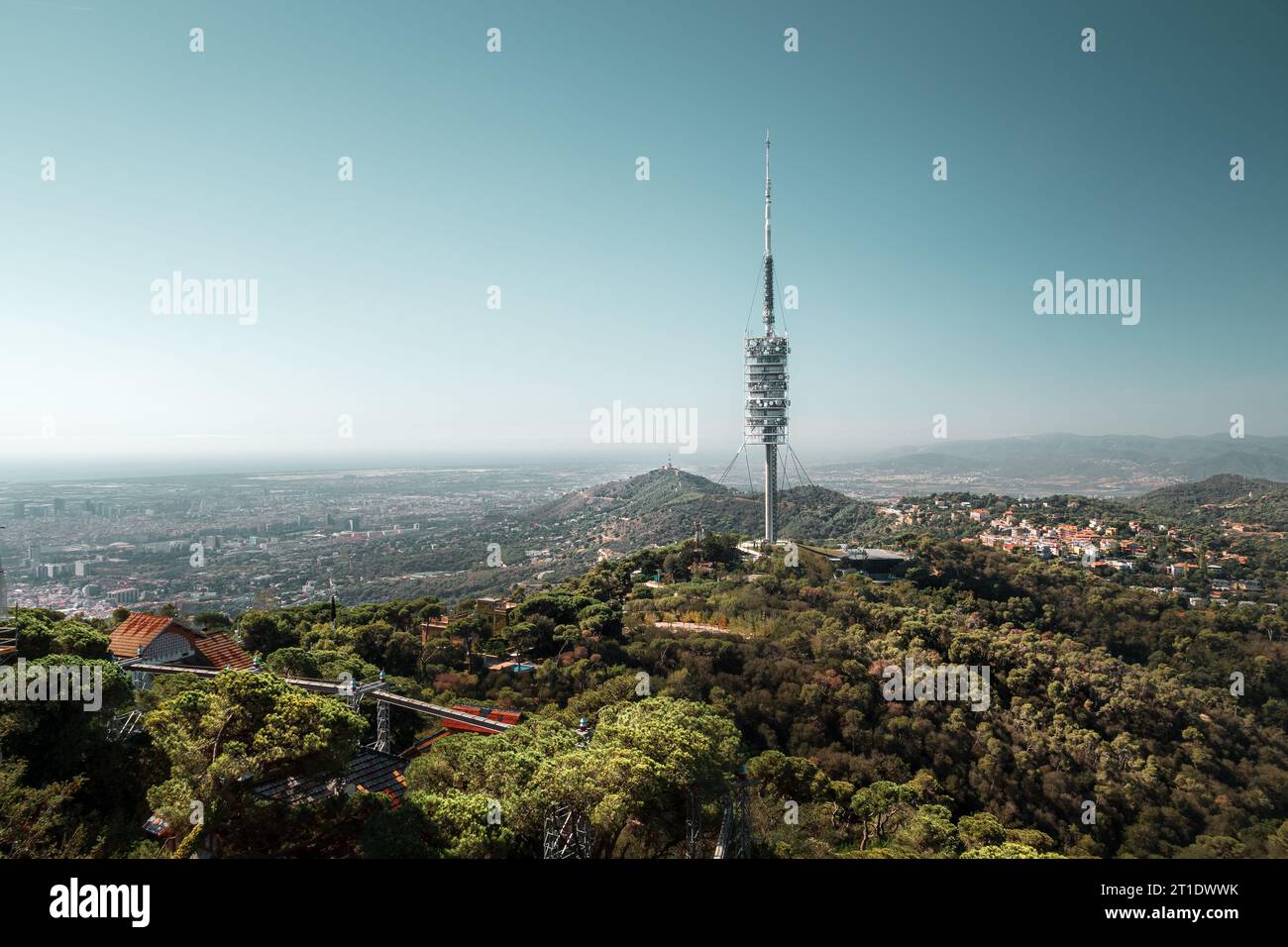 Torre de Collserola, TV tower in Barcelonalocated on the Tibidabo hill in the Serra de Collserola Stock Photo