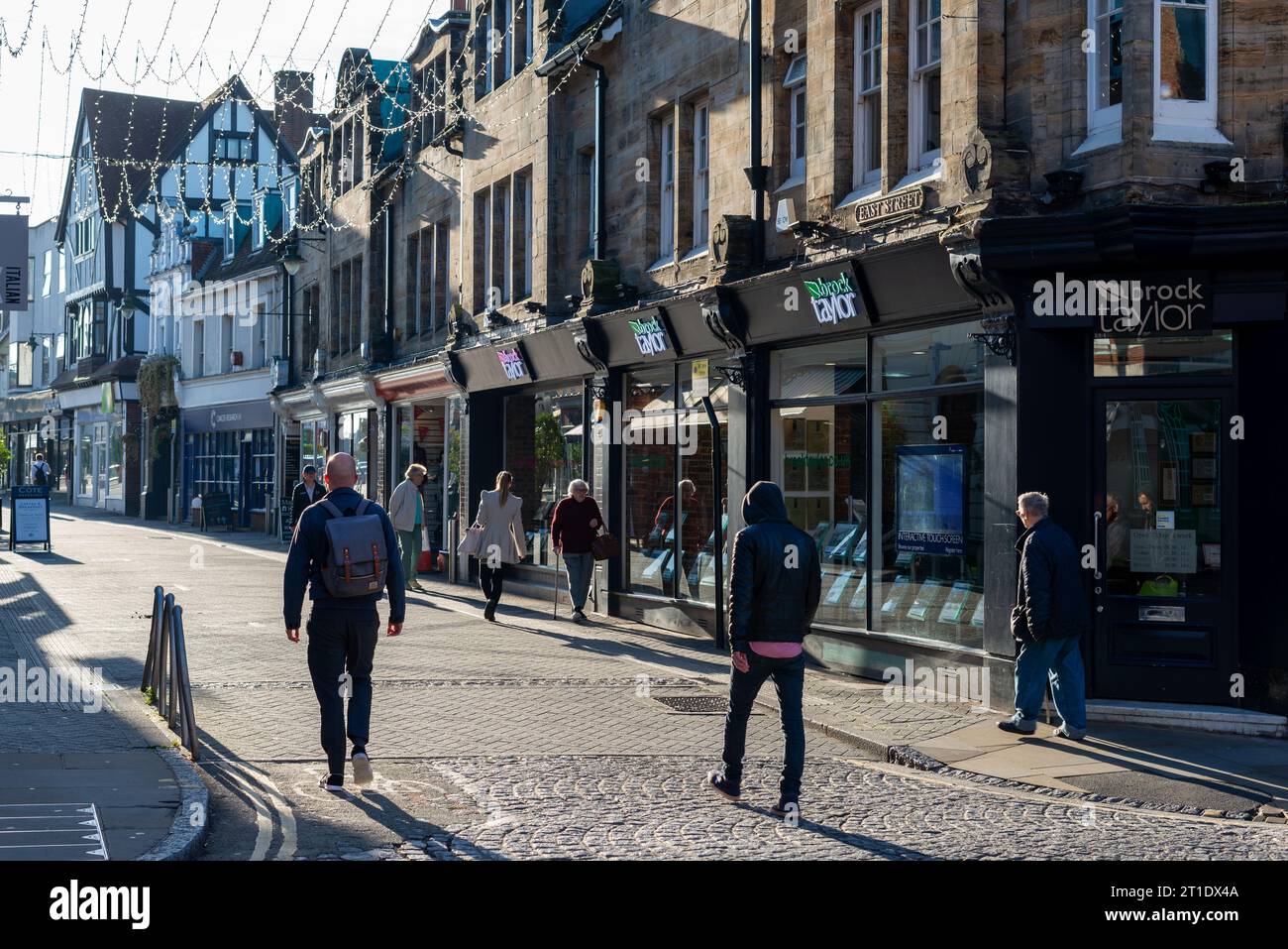 Horsham, West Sussex,England, UK. Shops and retails stores in the town ...