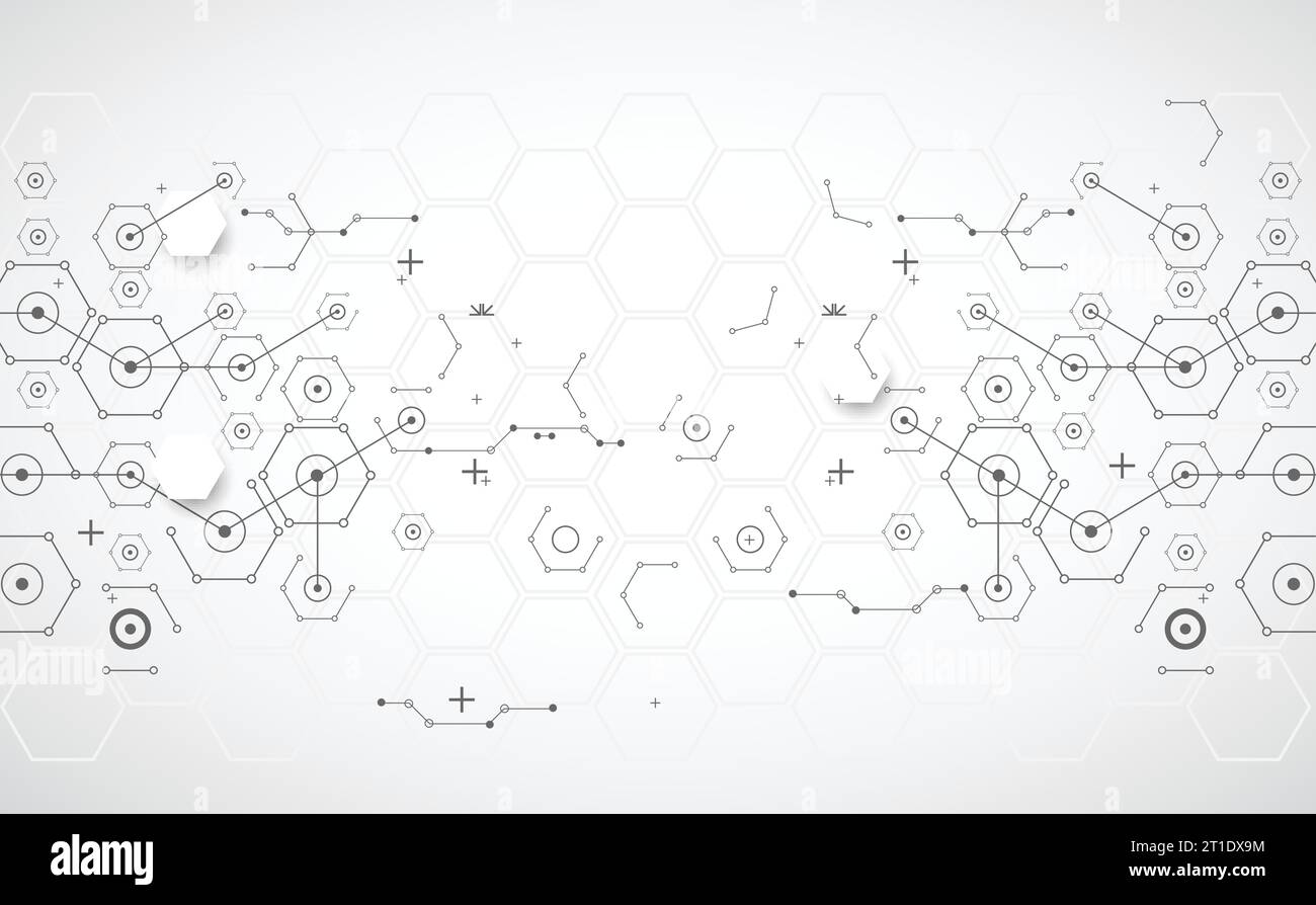 Abstract technology background with various technological elements ...