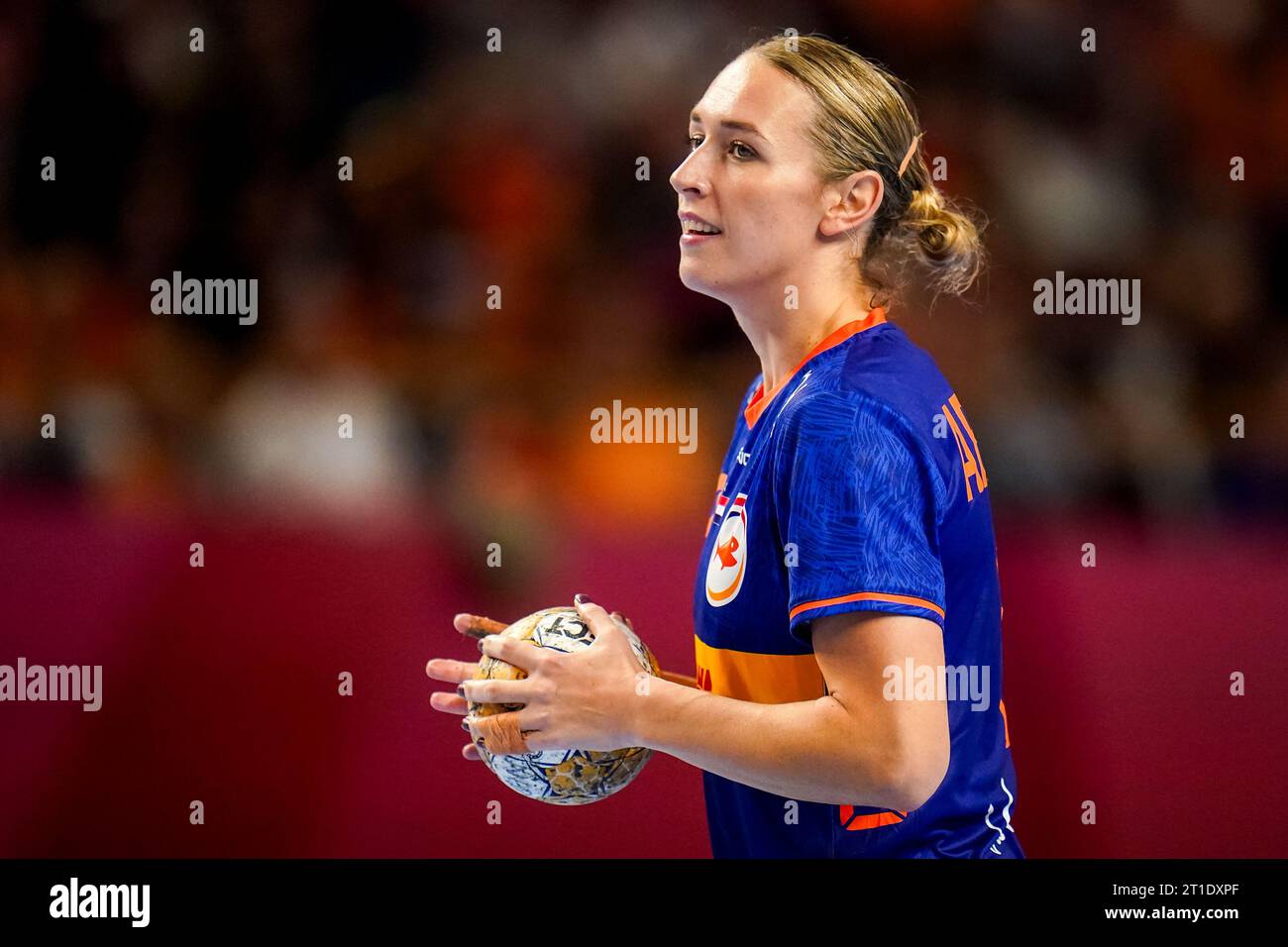 Almere, Netherlands. 12th Oct, 2023. ALMERE, NETHERLANDS - OCTOBER 12: Lois Abbingh of the Netherlands looks on during the Women's EHF Euro 2024 Qualifiying match between Netherlands and Portugal at Topsportcentrum Almere on October 12, 2023 in Almere, Netherlands (Photo by Rene Nijhuis/BSR Agency) Credit: BSR Agency/Alamy Live News Stock Photo