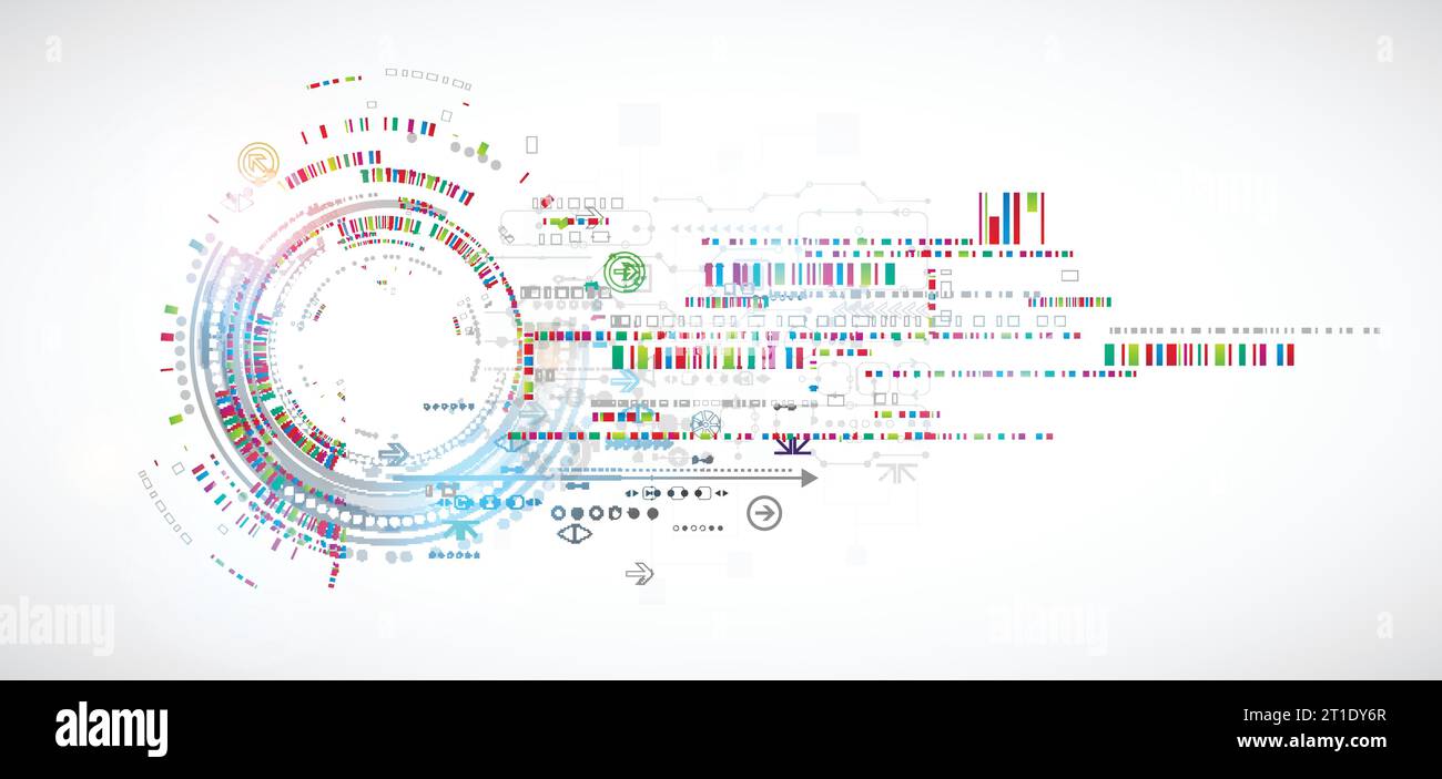 Abstract technology background with various technological elements ...