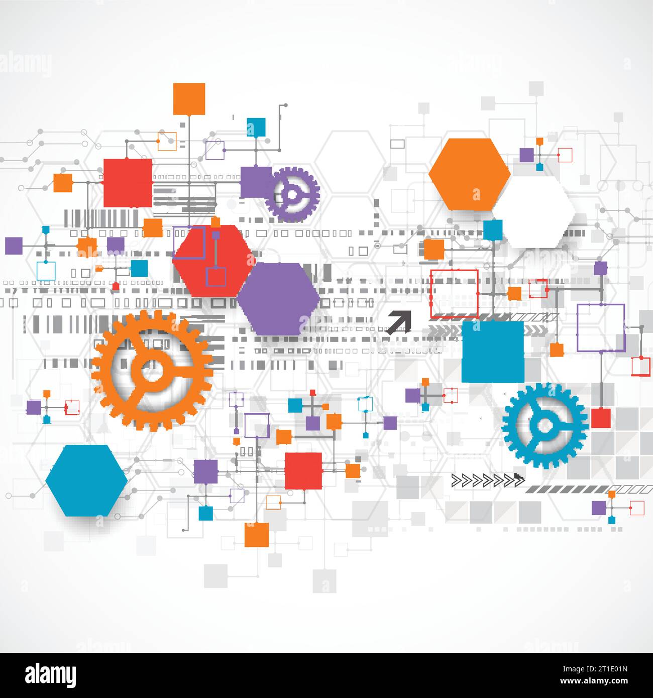 Abstract technology background with various technological elements ...