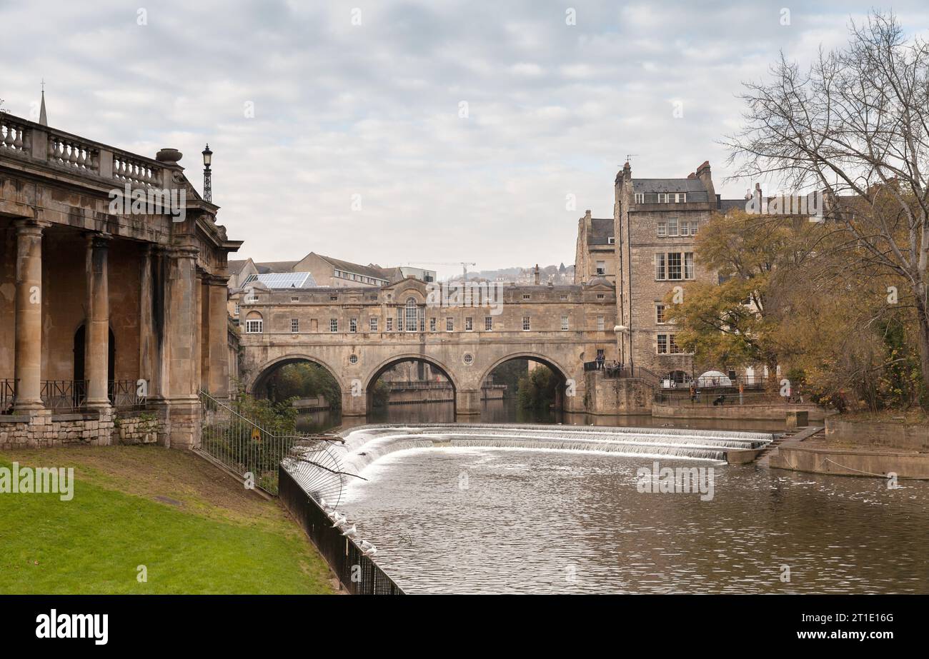 Bath, UK. The old town view with the 18-th century Pulteney Bridge on a background Stock Photo