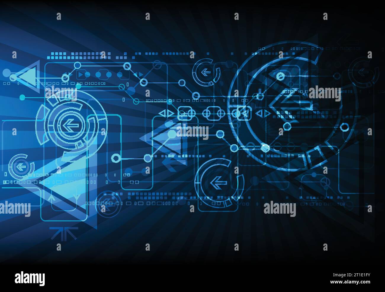 Blue abstract technological background with various technological ...