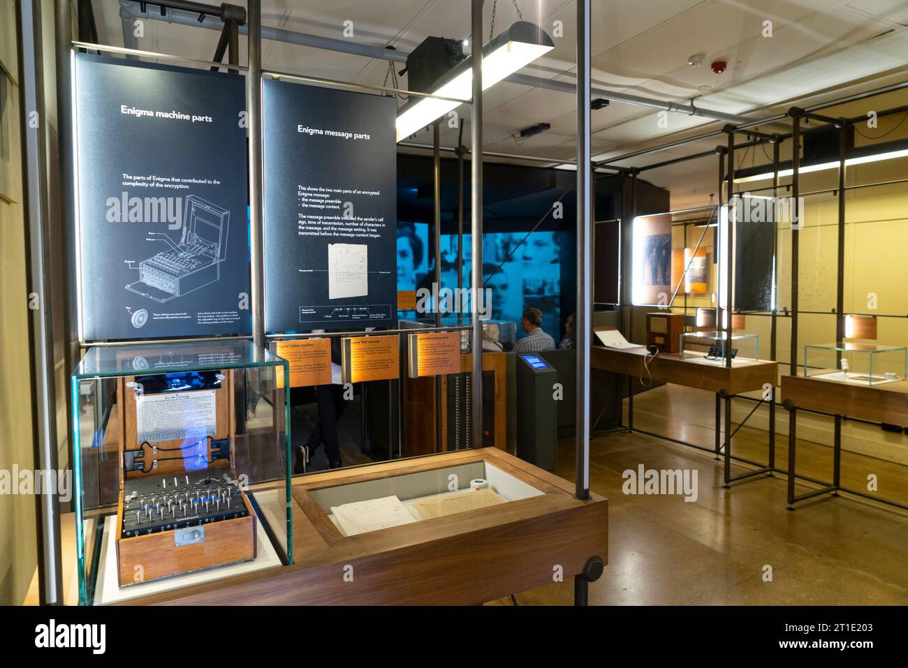 Bletchley Park interior of Hut 11A and Hut 11 exhibition with an Enigma machine at Bletchley Park Milton Keynes Buckinghamshire England UK GB Europe Stock Photo