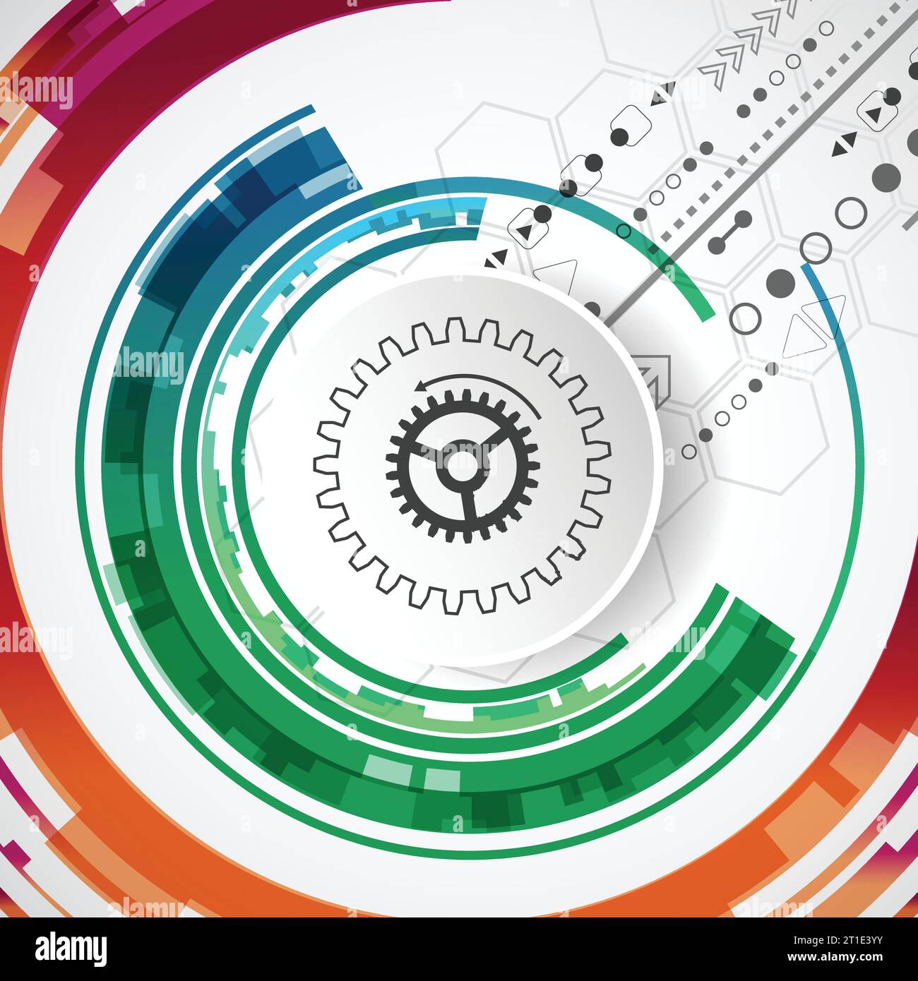 Abstract technological background with various elements. Circle theme ...