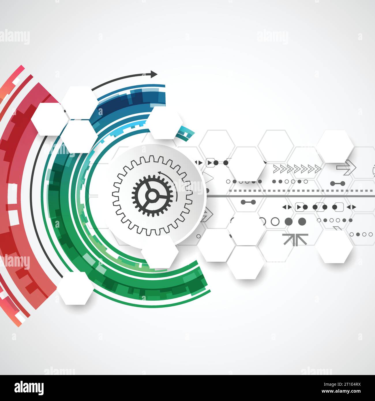 Abstract technological background with various elements. Circle theme ...