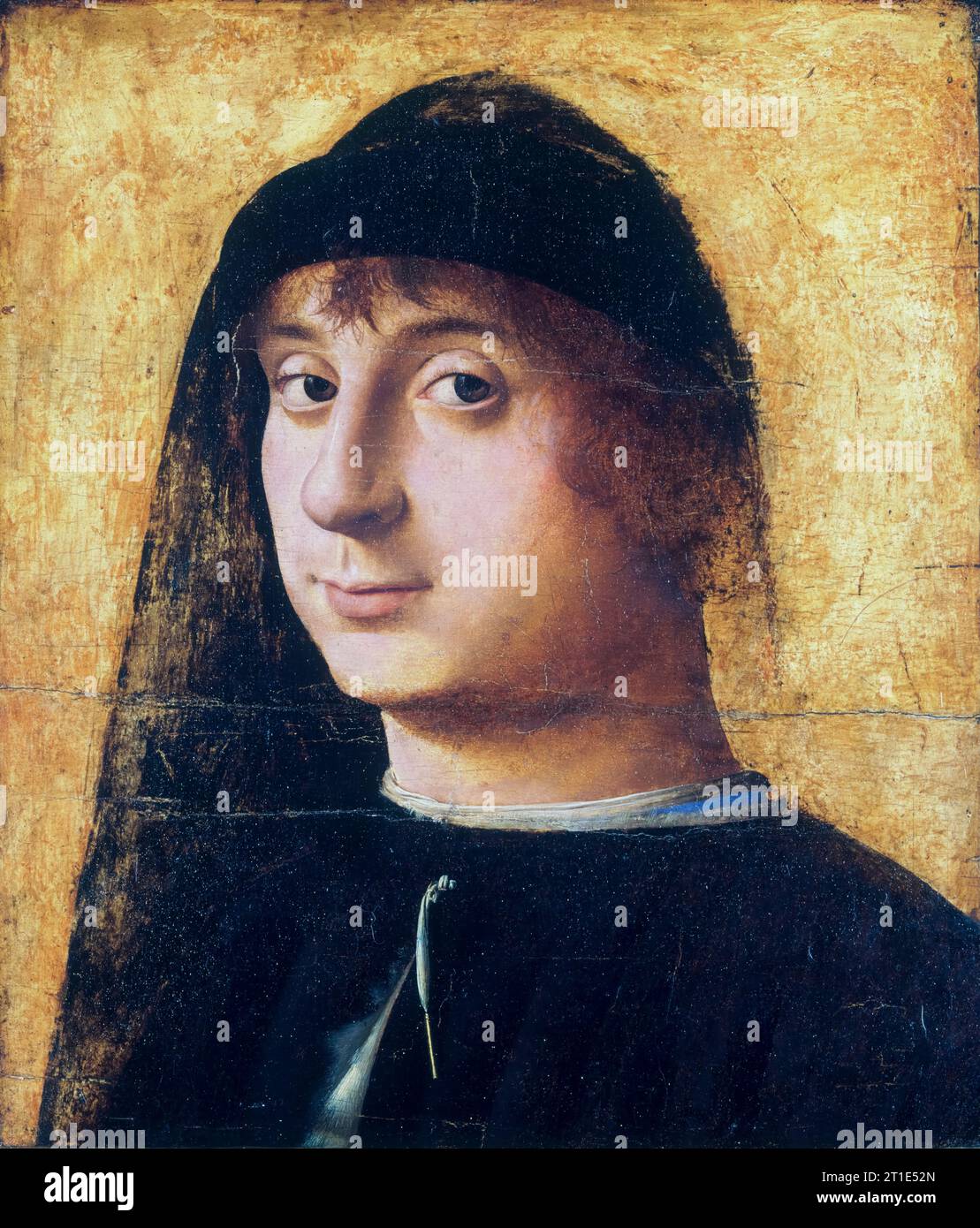 Antonello da Messina, Portrait of a Young Gentleman, painting in oil on panel, 1470-1474 Stock Photo