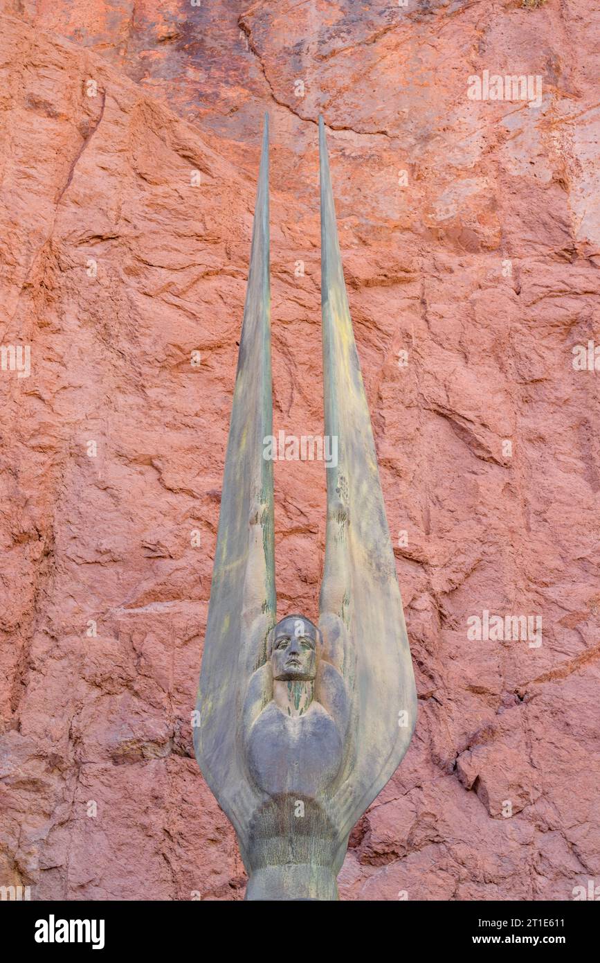 Winged Figures of the Republic statue byt he Hoover Dam in Boulder City, Arizona. Stock Photo