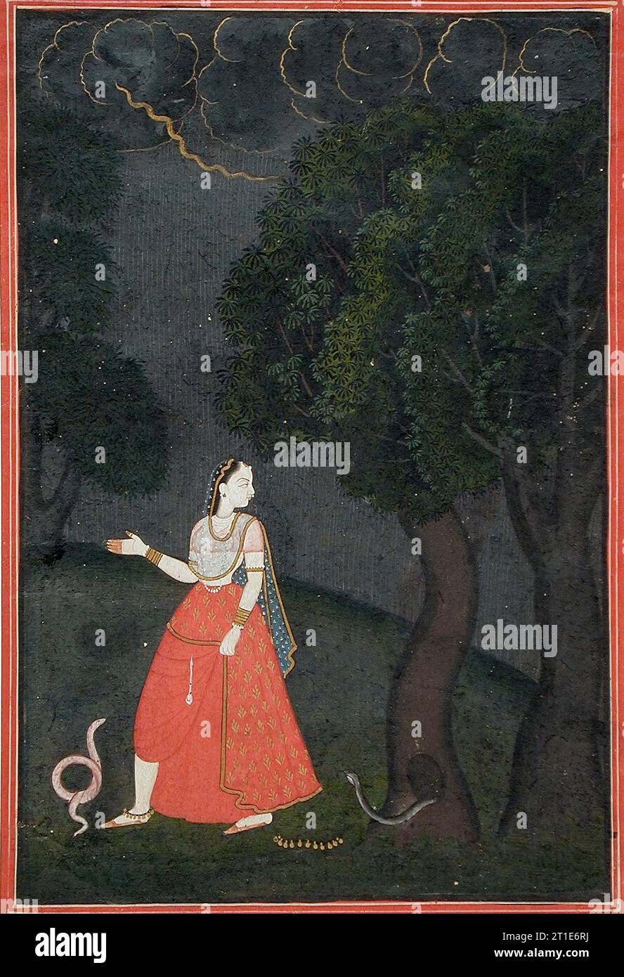 The Eager Heroine on Her Way to Meet Her Lover out of Love (Kama Abhisarika Nayika), c1760. Stock Photo