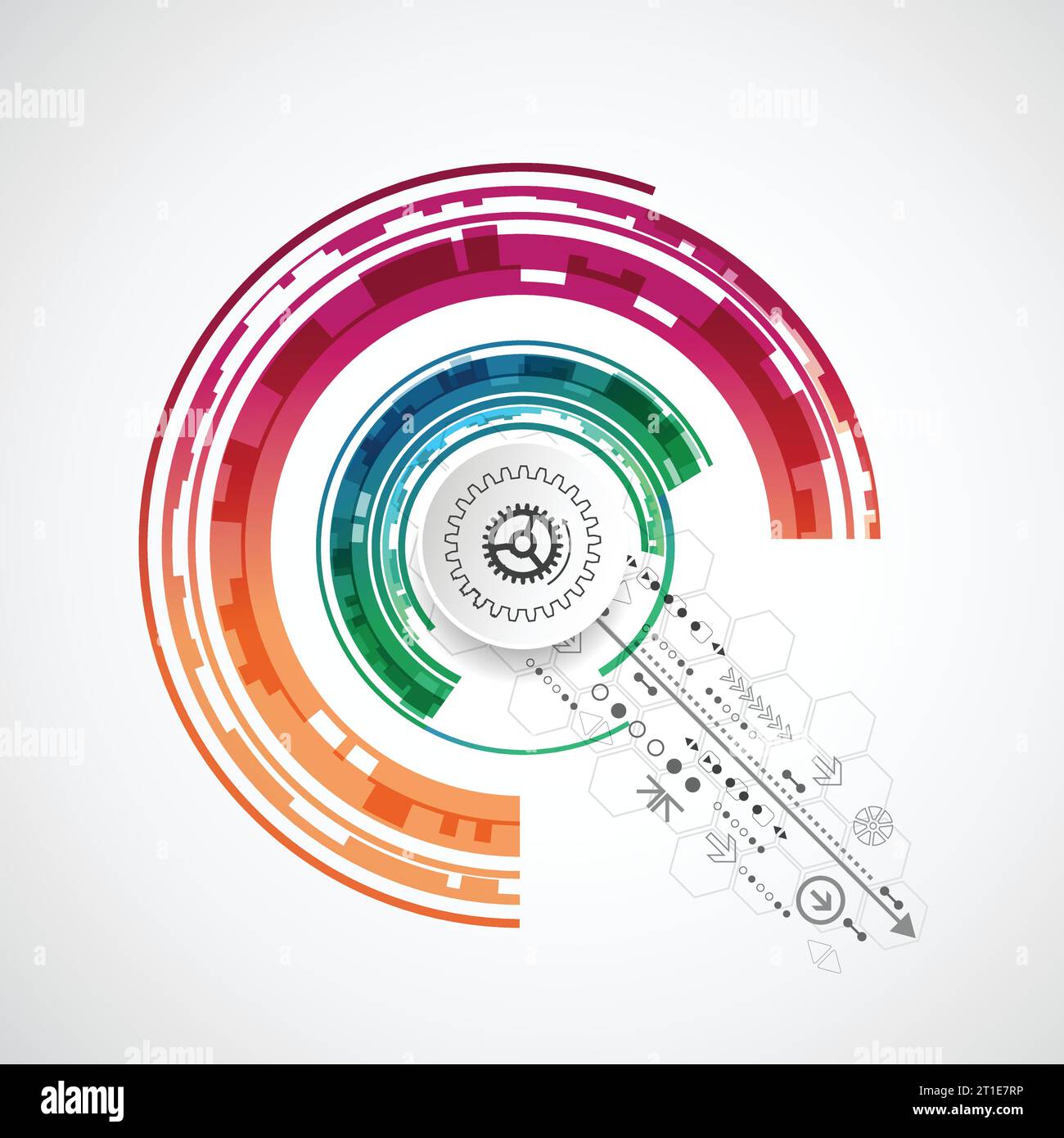 Abstract technological background with various elements. Circle theme ...