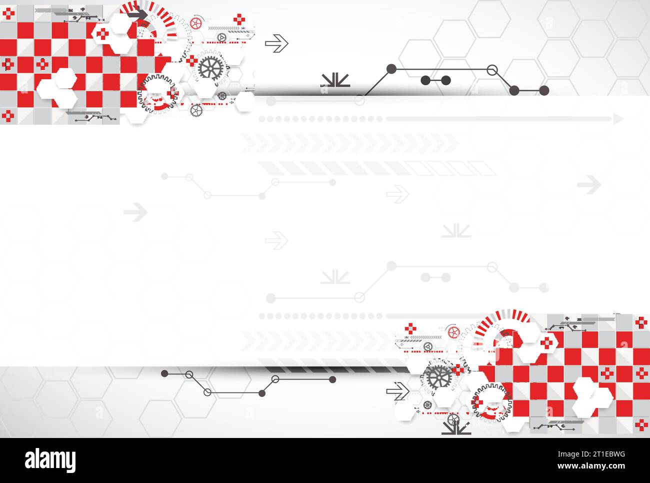 Abstract technology background with red squares and elements. Vector ...