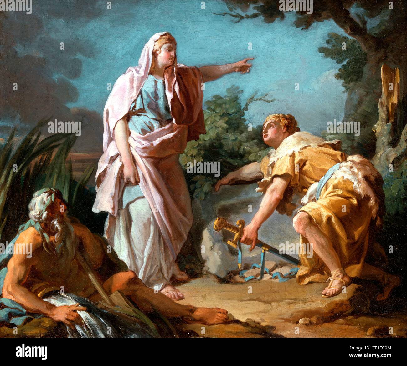 Aethra Showing her Son Theseus the Place Where his Father had Hidden his Arms&#xa0;, 1768. Stock Photo