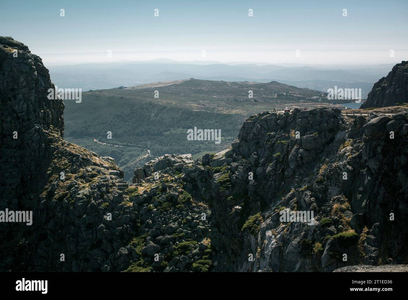 A view of the cliffs in a mountain range in Serra da Estrela, Portugal. Stock Photo