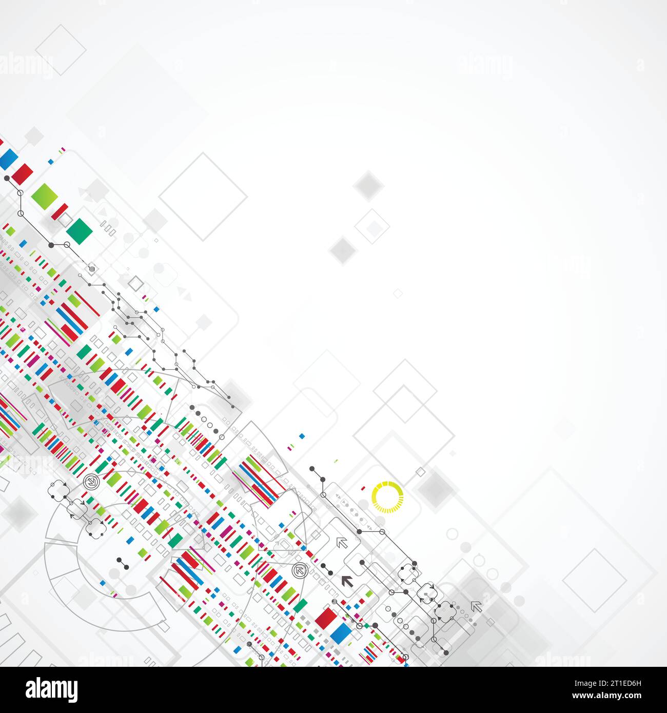 Abstract technology background with various technological elements ...