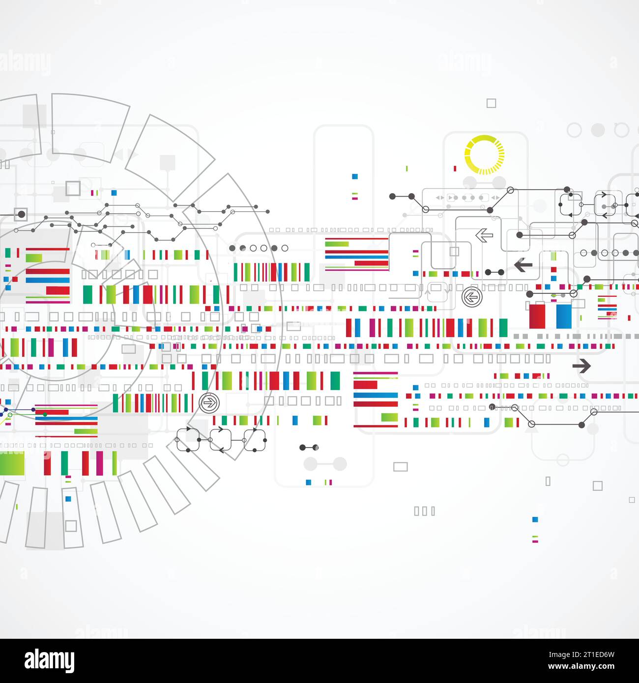 Abstract technology background with various technological elements ...
