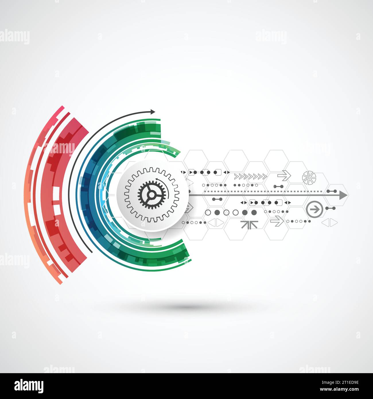Abstract technological background with various elements. Circle theme ...