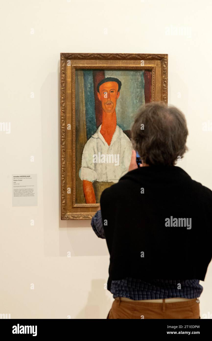 Ceret (south of France): the Modern Art Museum. Man in front of the ...