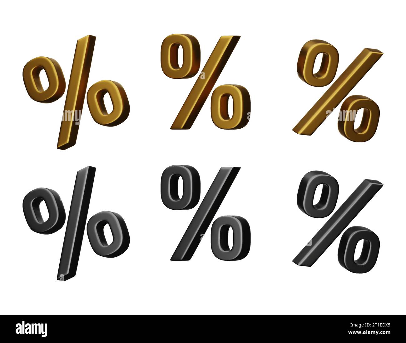 Set of vector 3D realistic percent symbol. Metallic discount sign for advertising and promotion
