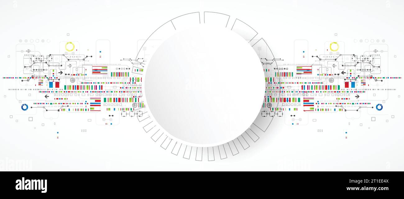 Abstract technology background with various technological elements ...