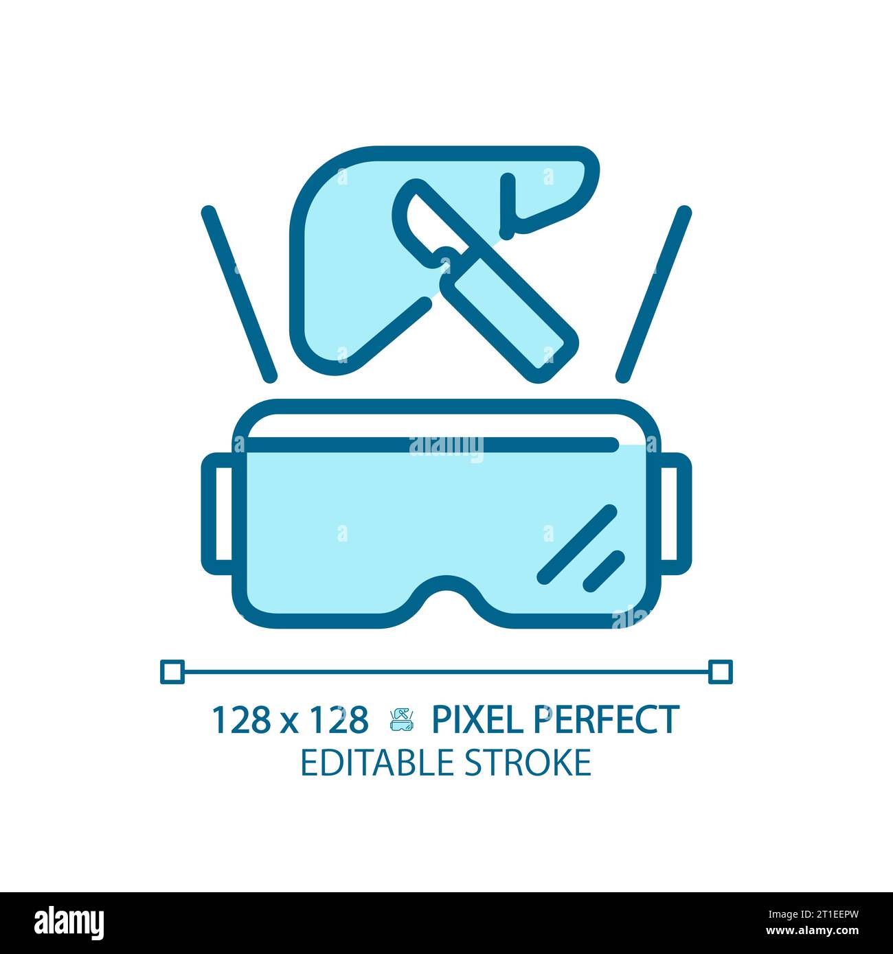 2D thin linear blue futuristic device and VR glasses icon Stock Vector ...