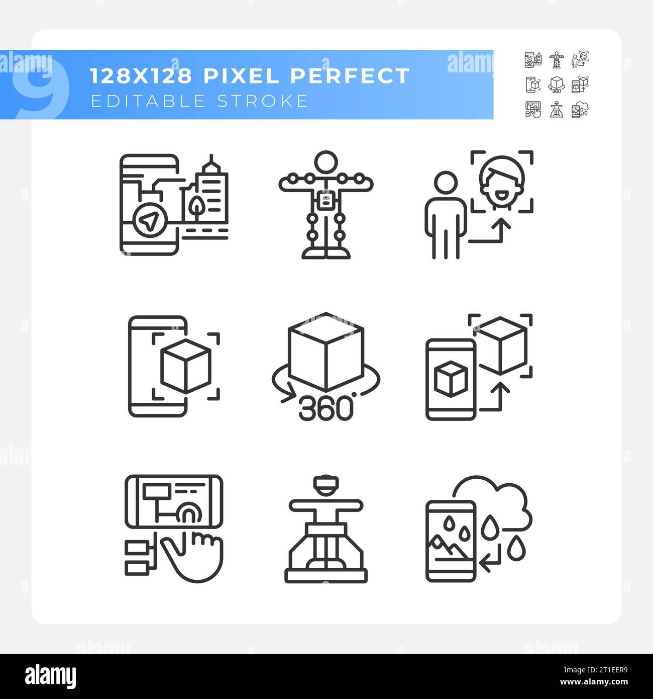 2D pixel perfect black VR, AR and MR icons Stock Vector Image & Art - Alamy
