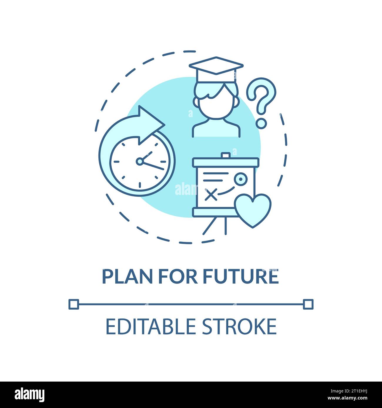 2D customizable thin line blue icon plan for future concept Stock Vector