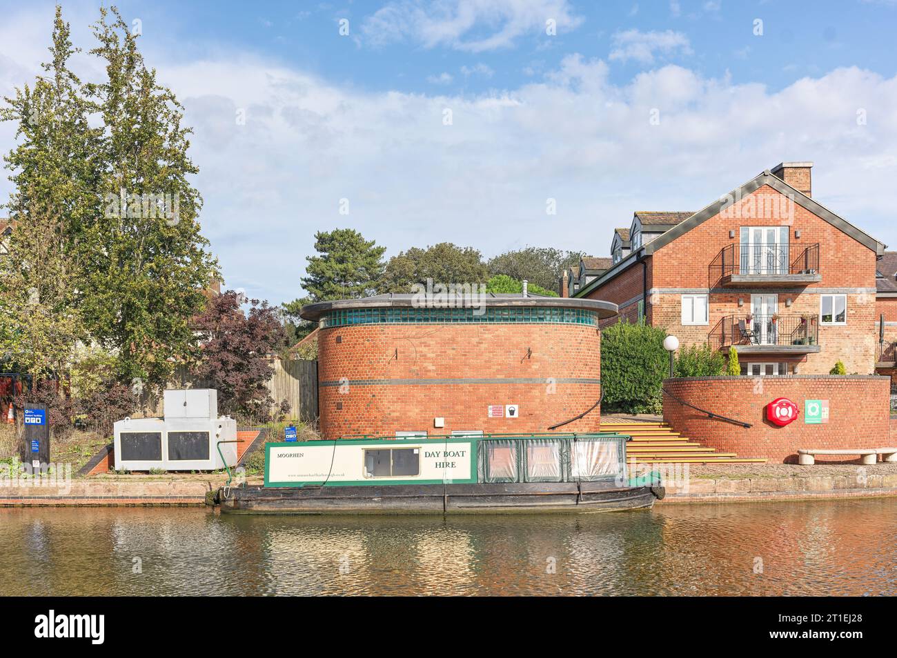 A canal boat for hire morred in the wharf marine of the Grand union
