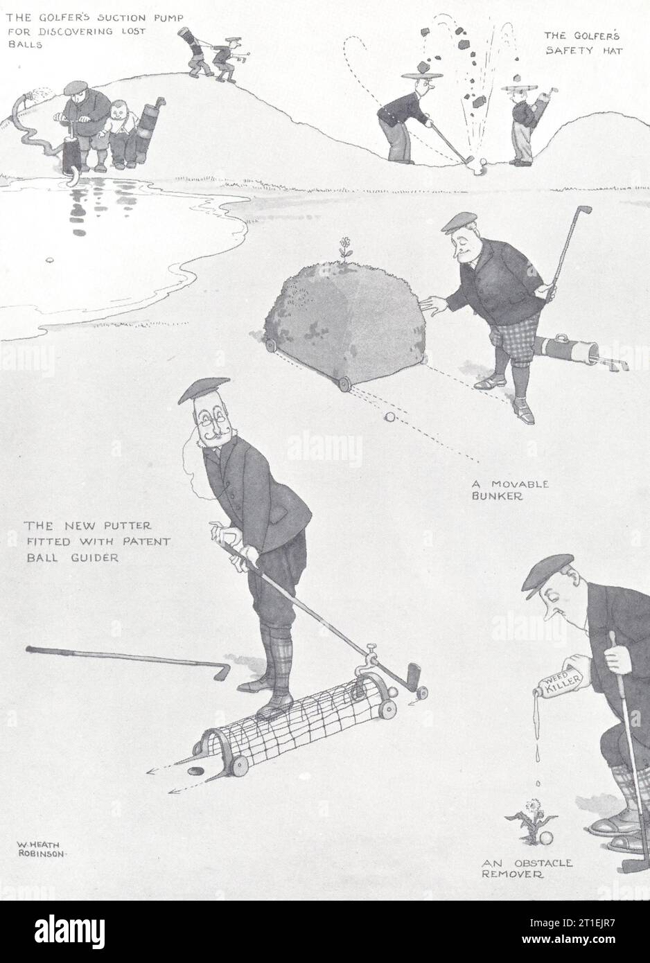 HEATH ROBINSON GOLF CARTOON. More improved golf 1975 old vintage print picture Stock Photo