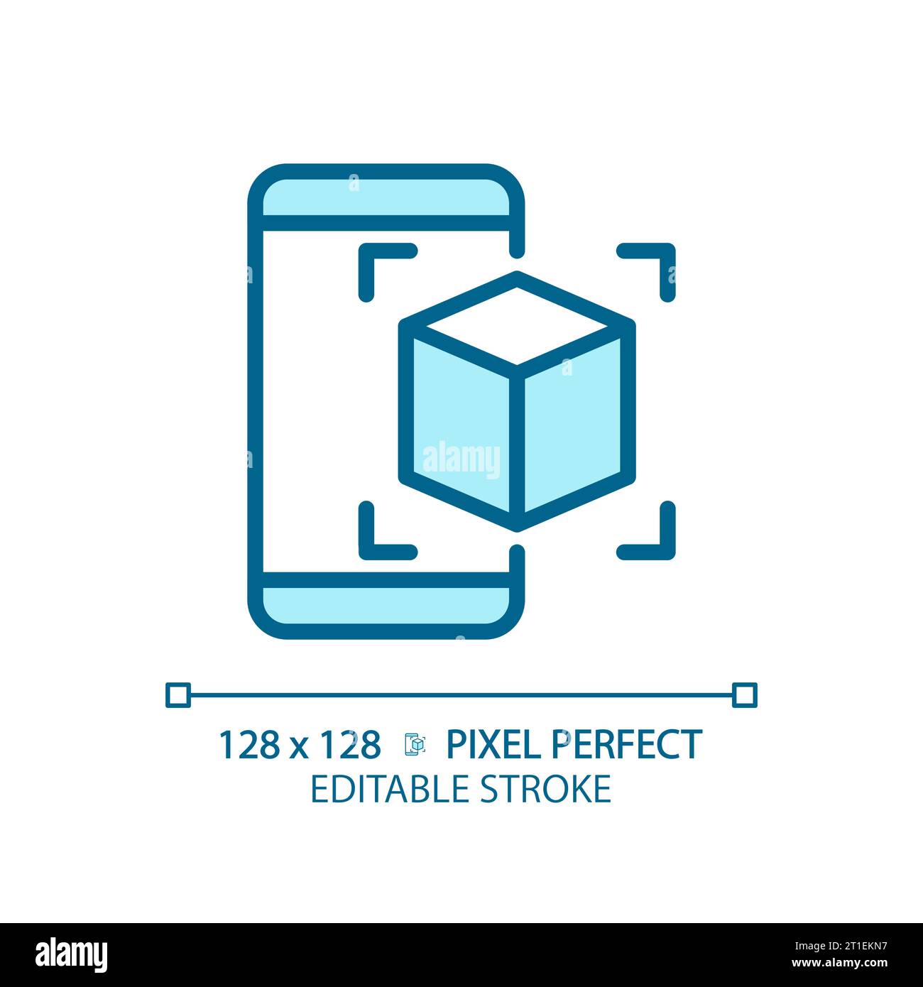 2D thin linear blue AR application icon Stock Vector