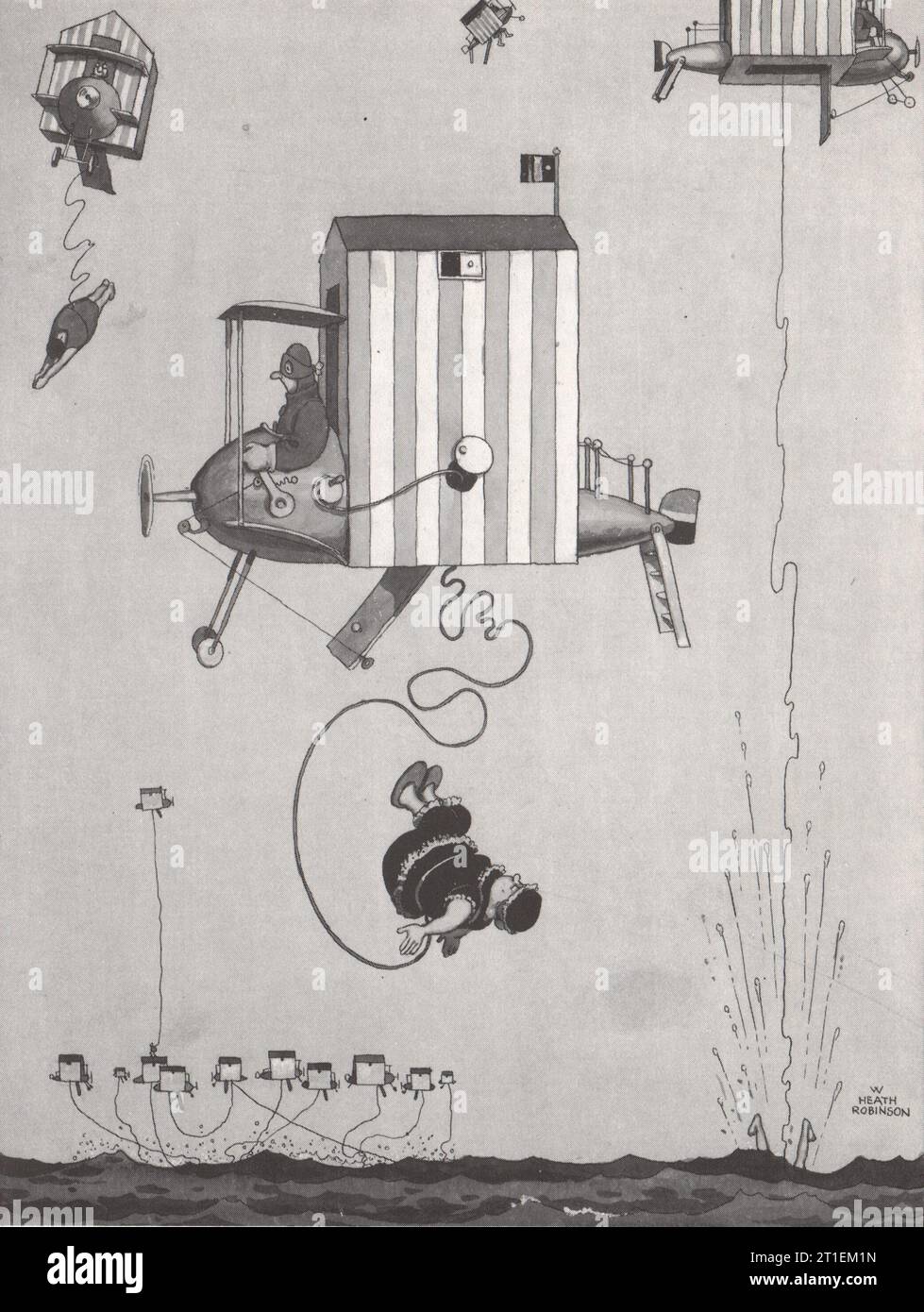 HEATH ROBINSON. Aero-Bathing Machine. Swimming 1973 old vintage print picture Stock Photo
