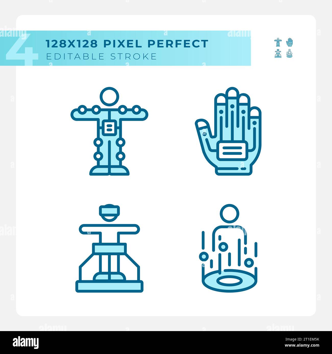 Pixel perfect blue simple icons set Stock Vector