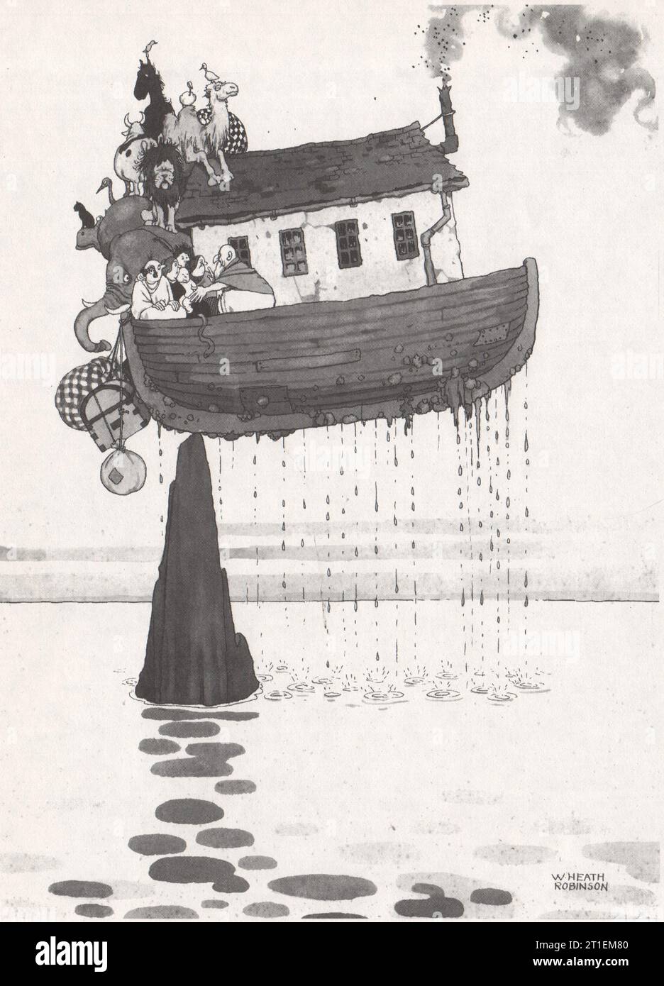 HEATH ROBINSON. Noah and the flood 1973 old vintage print picture Stock Photo