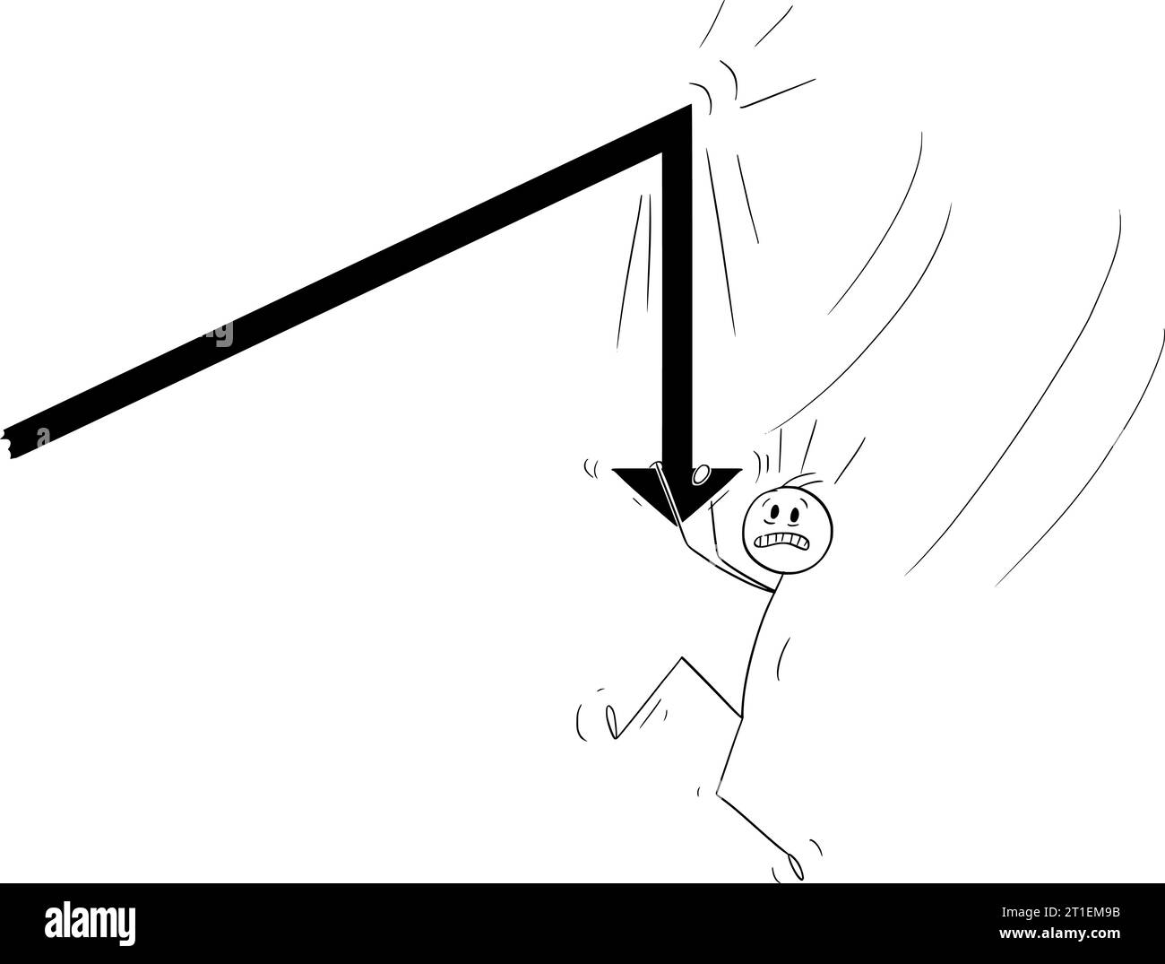 Business Rise and Fall, Vector Cartoon Stick Figure Illustration Stock Vector