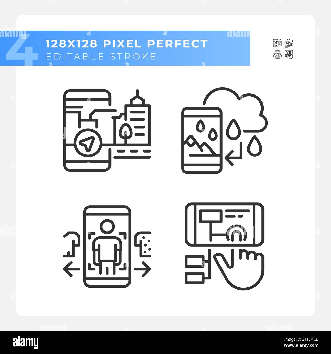 Pixel perfect black VR, AR and MR thin line icons set Stock Vector ...