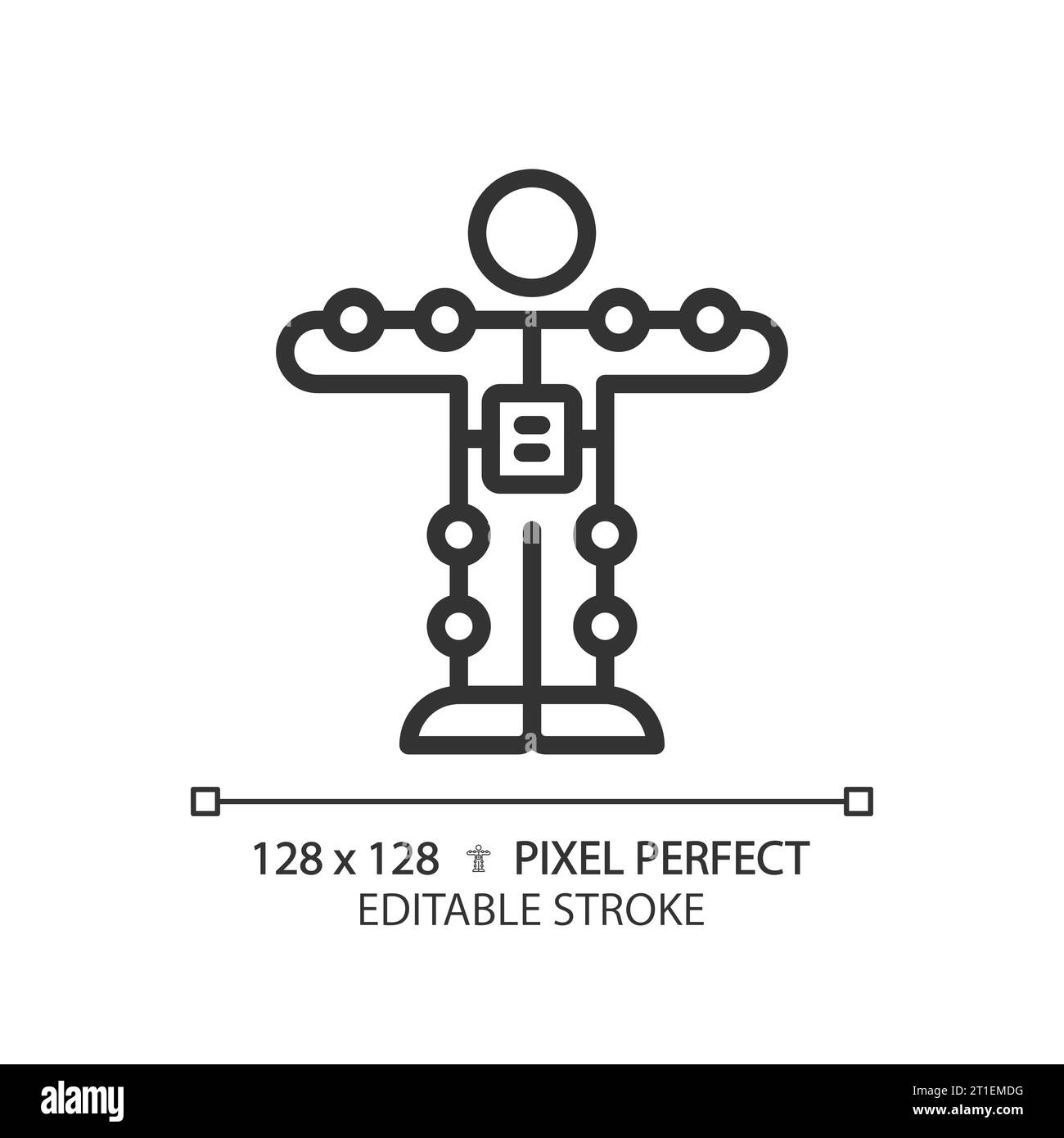 2D thin linear black motion capture suit icon Stock Vector
