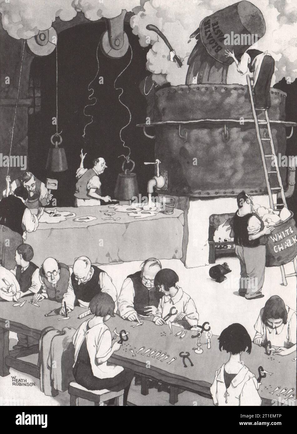 HEATH ROBINSON. Busy afternoon in the Whitebait factory. Gastronomic 1973 Stock Photo