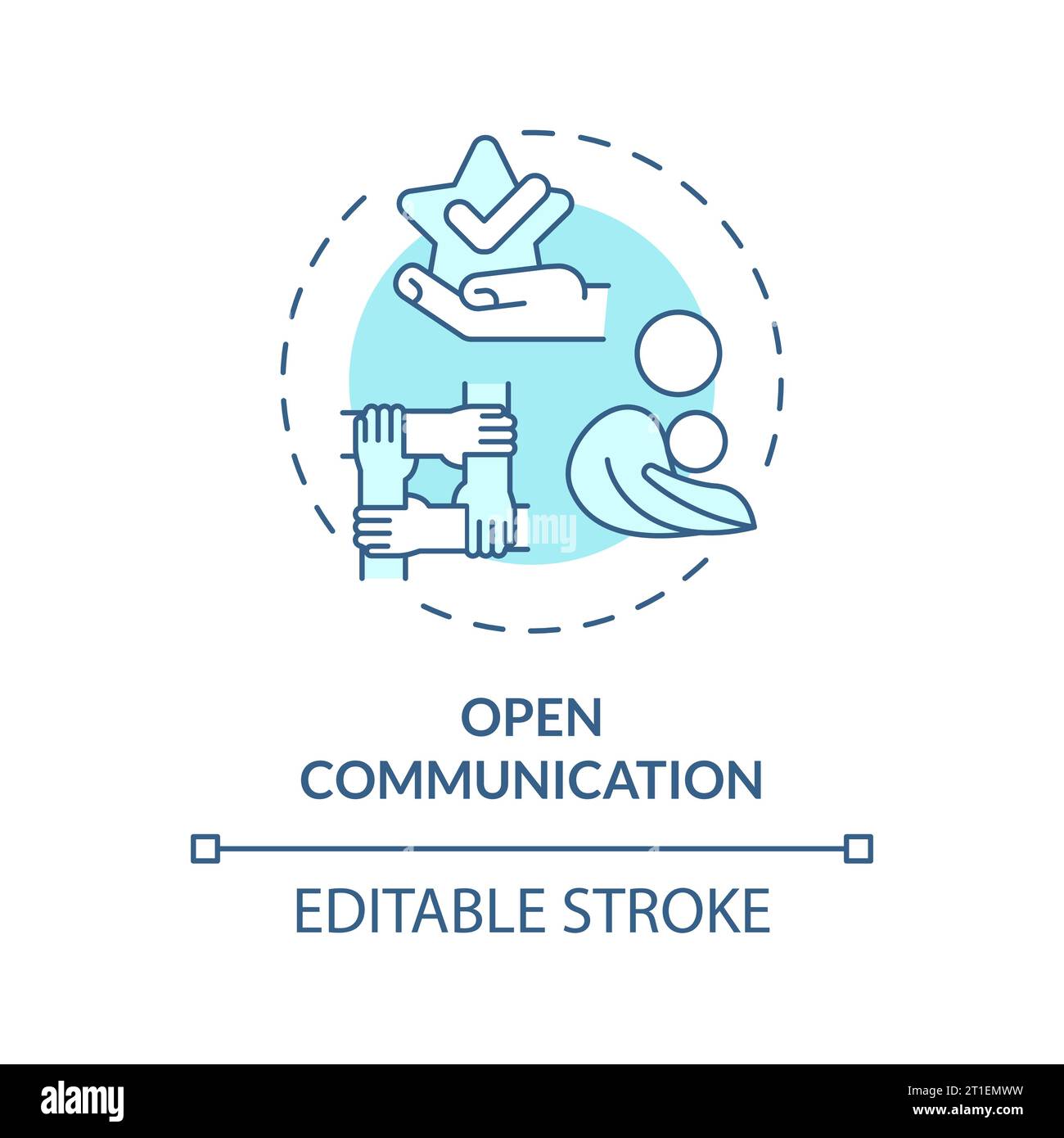 2D thin line blue icon open communication concept Stock Vector