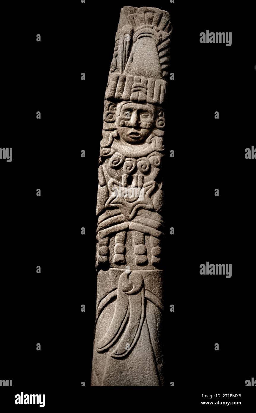 Huastec statue representing the god Quetzalcoatl-Ehecatl  National Museum of Anthropology, Mexico City. Stock Photo